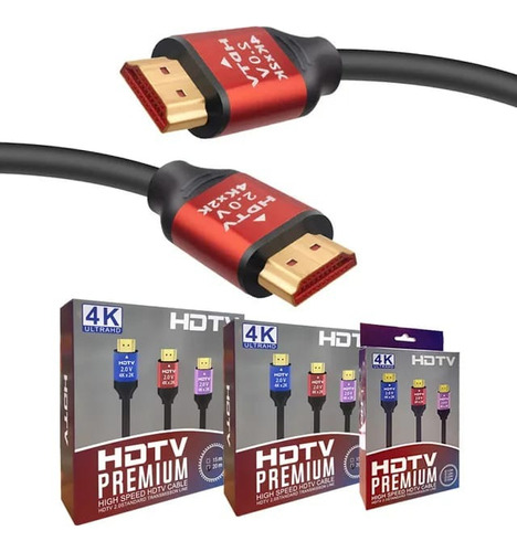 Cable Hdmi A Hdmi 4k Premium - Punta Dorada - Ultra Hd 60hz