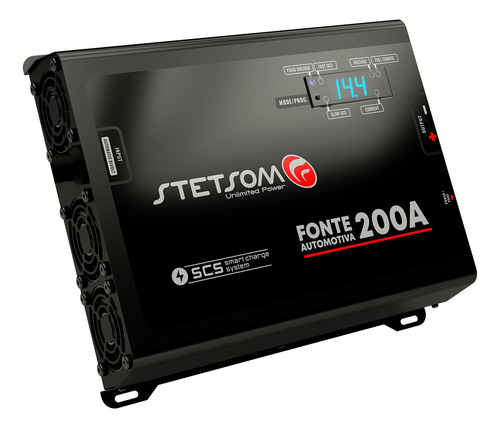 Fonte Carregador Stetsom 200a Scs Display Digital Bivolt Cor Preto