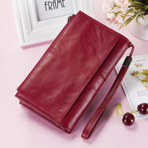 Contacts Cartera Cuero Genuino Mujer Billetera Demano Larga