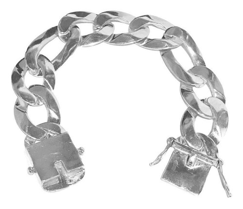 Conjunto Cordão Corrente Pulseira 3x1 Grossa Prata 925 19mm