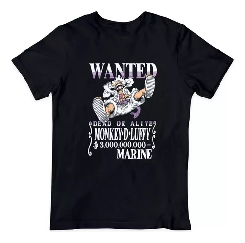 CAMISETA 100% ALGODÃO - WANTED LUFFY GEAR 5