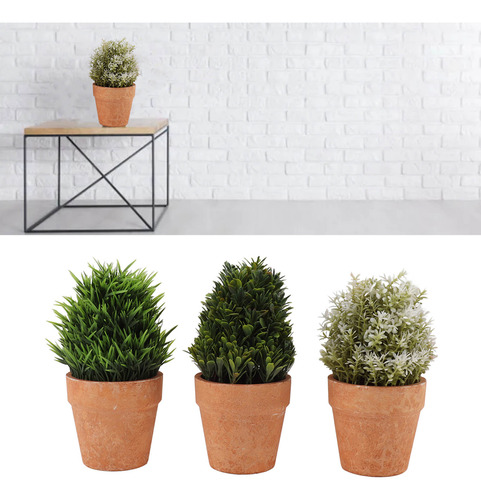 3 Plantas Artificiales Falsas Mini Plantas En Maceta