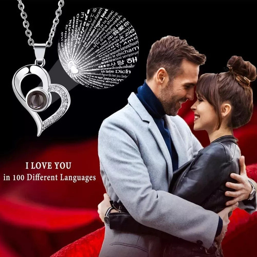 Rosa Eterna Real Preservada + Collar Te Amo En 100 Idiomas G