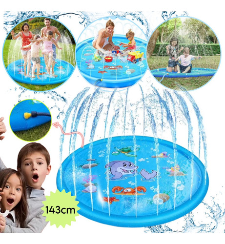 Colchoneta De Agua 143cm Piscina Mágica Rociador Aspersores