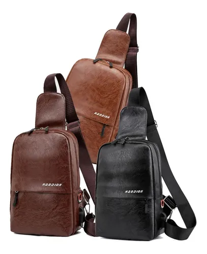 Mariconera Para Hombre Mochila Pechera Hombro Imitación Piel Con Puerto Usb Y Cable Incluido Para Carga De Dispositivos