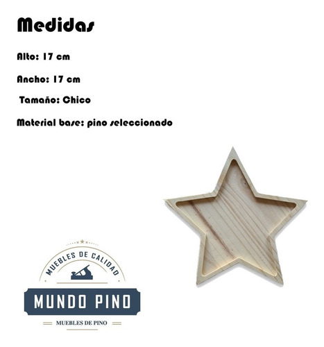 Imagen 2 de 6 de Plato De Madera Estrella Pequeña Mundo Pino