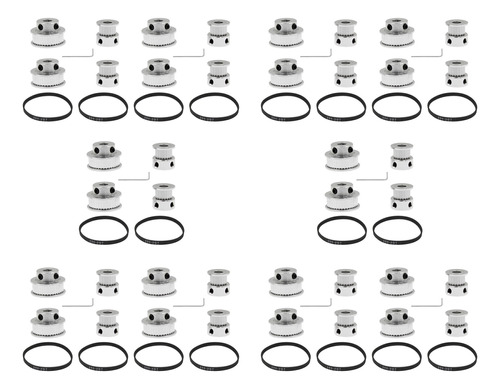 20 Juegos De Poleas Intermedias Para Correa Dentada Gt2, Alu