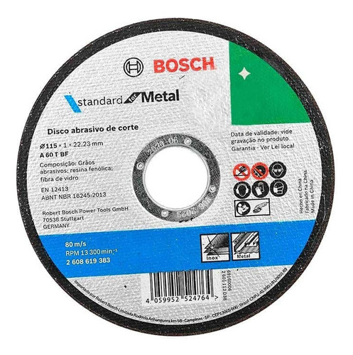 Disco De Corte Standard 115x1.0mm Bosch 2608619383