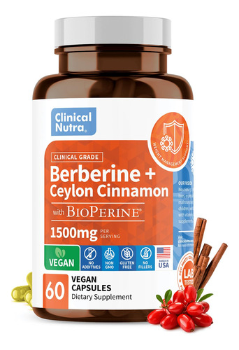 Suplemento De Berberina De Grado Clinico 1500 Mg Hcl Plus Ca