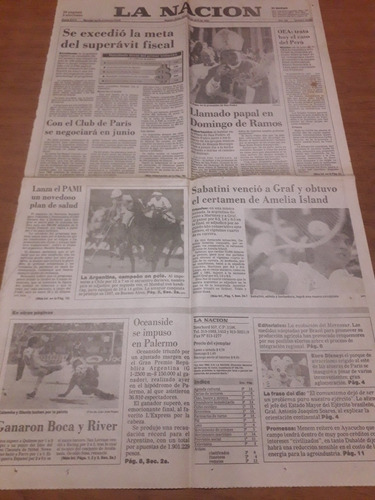 Tapa Diario La Nación 13 04 1992 Sabatini Campeón Polo Boca 