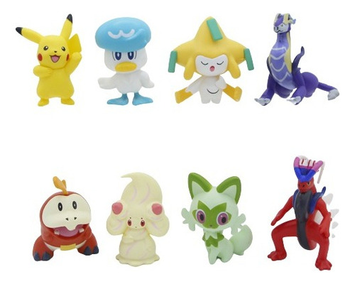 Figuras Pokemon Set X8 Pikachu Jirachi Sprigatito Quaxly Pvc