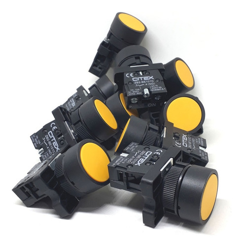 Lay5-ea51 Botao De Comando Amarelo na 22mm Com 10