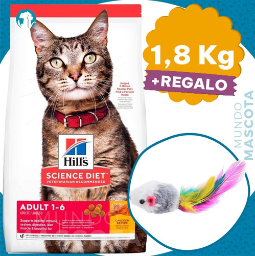 Alimento Gato Adulto Hills 1,8 Kg + Envío / Mundo Mascota