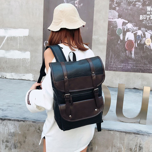 Mochila Retro De Moda Mochila De Pu Impermeable De Gran Capa