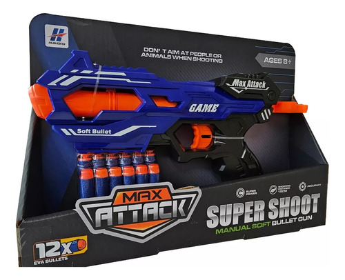 Pistola Juguete Lanza 12 Dardos Max Attack Super Shoot Mca