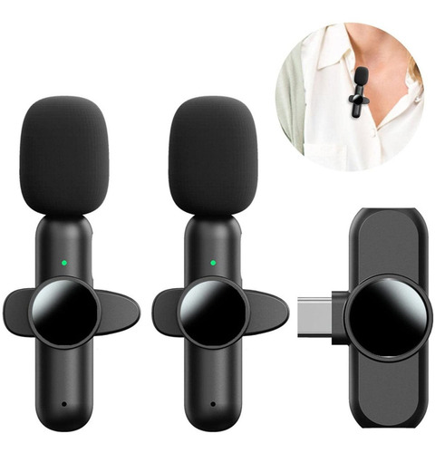 Imagem 2 de 7 de Microfone Lapela Duplo Sem Fio Para Celular Usb Tipo C K3
