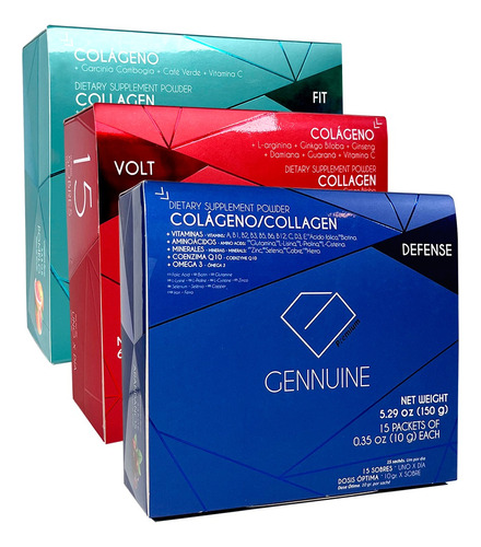 Combo Gym- Colágenos Gennuine (2 Fit, 2 Volt, 2 Defense) 90d