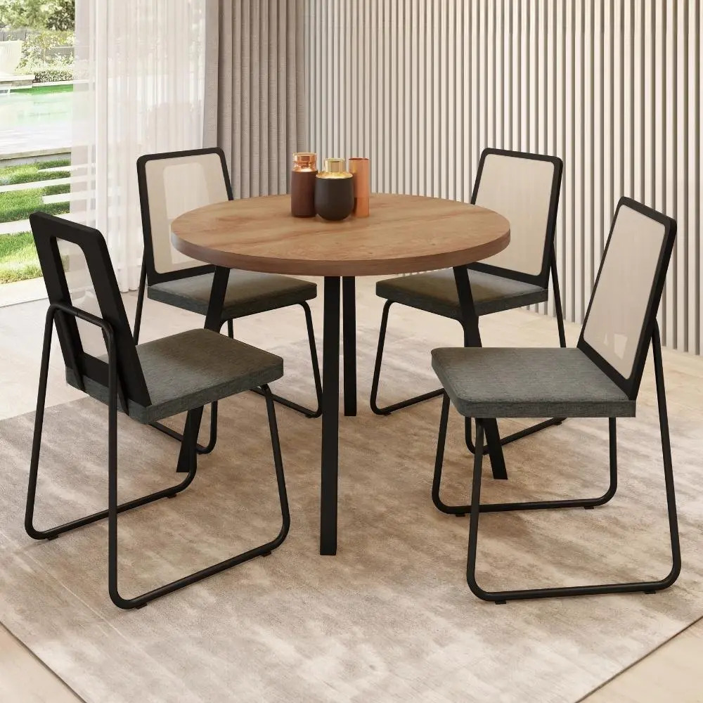 Conjunto Sala De Jantar 4 Cadeiras Varese Carraro Nog/pto