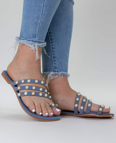 Sandalias Dama Tiras Perlitas