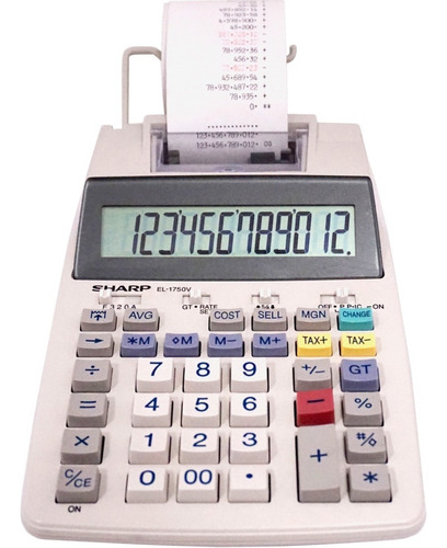 Calculadora Impresora Sharp El-1750v Obelisco 12 Digitos Color Blanco