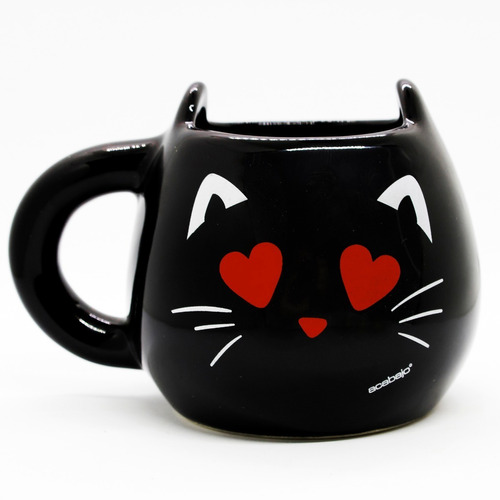 Taza Forma Gato Con Ojos De Corazón Acabajo Deco