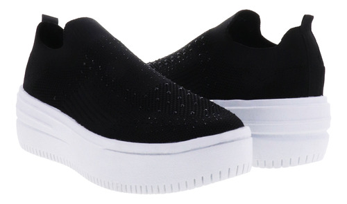 Tenis De Plataforma Slip-on Textil Brillos De Moda Erez