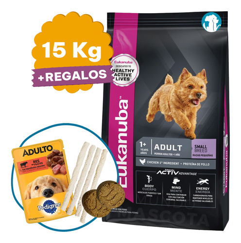 Alimento Eukanuba Adulto Raza Pequeña 15 Kg + Regalo + Envio