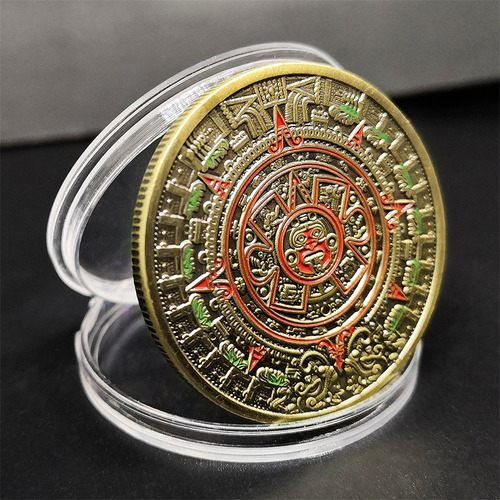 Imagen 8 de 12 de Moneda De Bronce Maya Pirámide Maya Medallón Conmemorativo