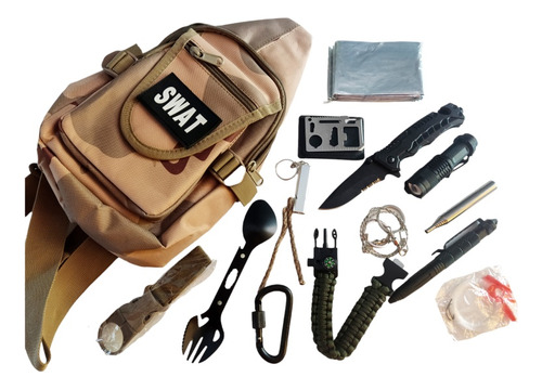 Kit Supervivencia Militar Pro +25 Funciones Mochila Outdoors