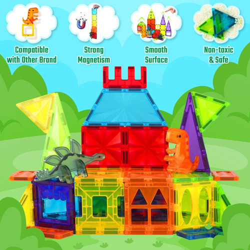Theefun Bloques Magnéticos Dinosaurios Set Educativo 52