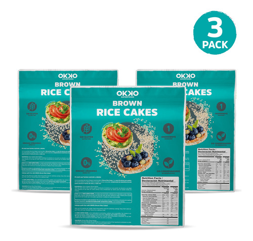 Pack X3 Rice Cakes Integrales 140g Okko