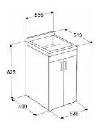Imagen 2 de 5 de Mueble Lavadero Ferrum Traful Blanco Melamina Xlpa 50 Cm
