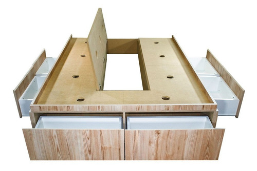 Imagen 5 de 10 de Base Box Sommier 6 Cajones Y Baulera 1,40 X 1,90