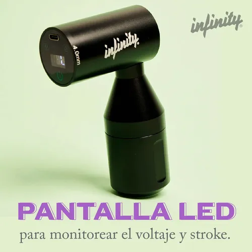 Máquina de tatuar Infinity Perseus color negro inalámbrica con pantalla táctil