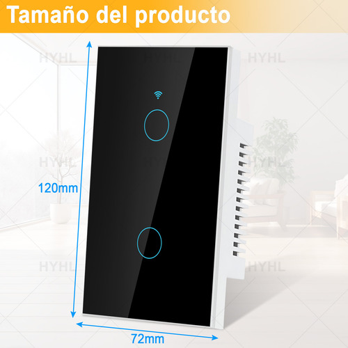Merion Interruptor Inteligente Touch Wi-fi De 2 Vías Sin Neutro Color Negro Corriente Nominal 10 A Voltaje Nominal 110v
