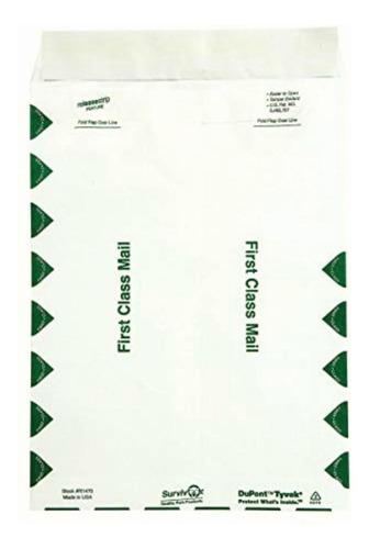 Survivor R1470 Tyvek Usps Sobres De Primera Clase, 9 X 12,