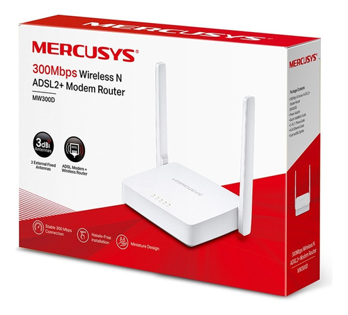 Modem Router Wifi Mercusys Mw300d 300mbps Adsl2+ Aba Cantv