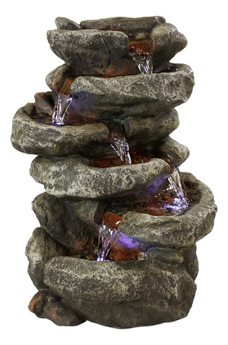 Sunnydaze - Fuente De Agua De Mesa 6-tier Stone Falls Con Lu