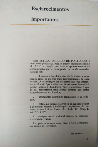 Estudo Dirigido De Português De 1973 = Livro De Milton Benemann & Luis Cadore (Usado)