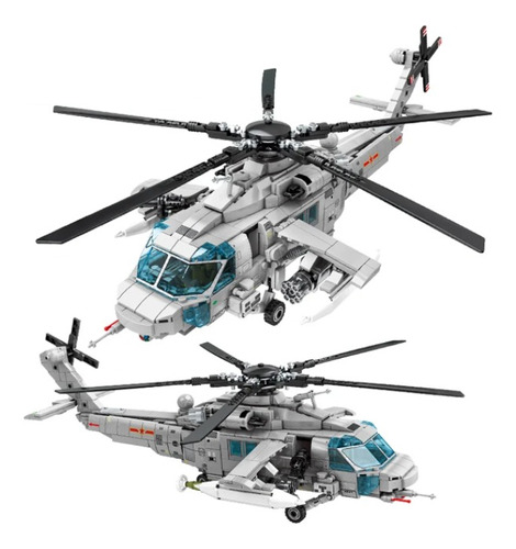 Helicóptero Combate Bloques Armar Construcción + 4 Figuras