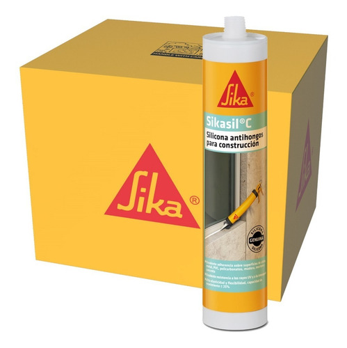 Imagen 1 de 8 de Pack 12x280ml Sikasil C Silicona Neutra Anti Hongos Café
