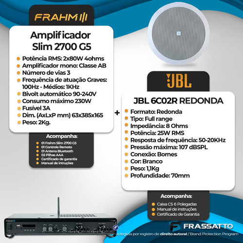 Som Ambiente Academia E Lojas Bt + 12 Arandelas Embutir Jbl