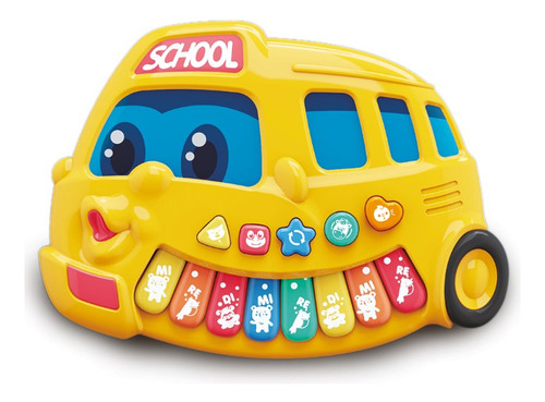 Teclado Musical Infantil Ônibus Escolar Colorido -shiny Toys