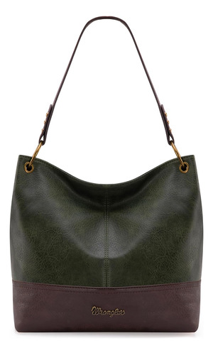 Bolso Montana Wrangler Hobo Correa Ancha Verde Oscuro/marrón