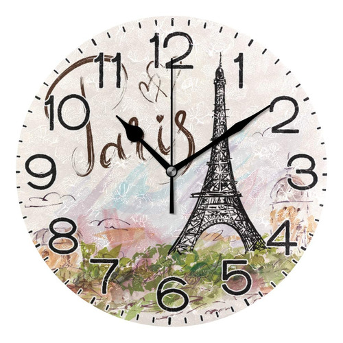 Reloj De Pared Eiffel  , Funciona Con Pilas, Sin Tictac...