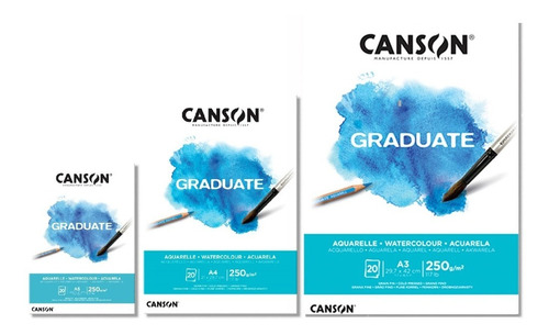 3 Block Canson Graduate Acuarela 250g A5 A4 A3 20 Hojas C/u