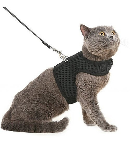 Escape Proof Cat Harness With Leash Adjustable Soft Mesh - B