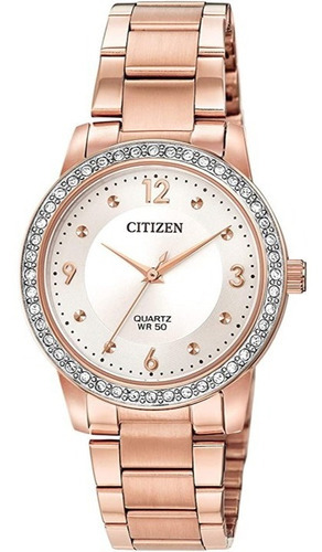 Citizen Quartz Crystal White Dial El3093-83a Color de la correa Oro Rosa Color del bisel Oro rosa Color del fondo Blanco 61186