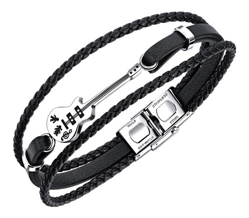 Pulsera De Cuero Hombre Y Mujer Guitarra Elegante Y Juvenil