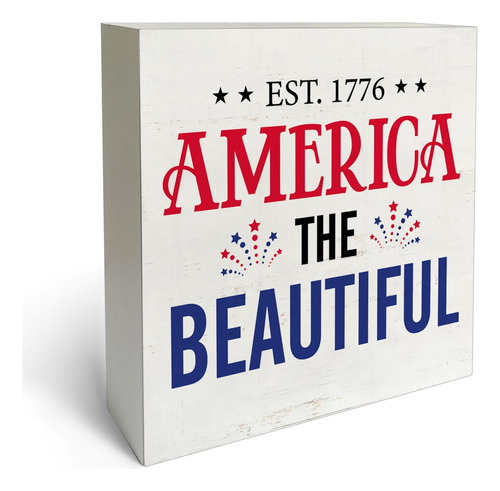 Letrero Madera Rustica Texto Ingl  America The Beautiful 4th